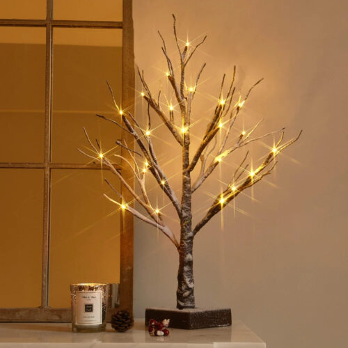 Lighted Snow Dusted Tabletop Tree 18IN 24L