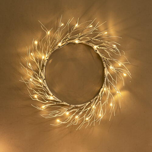 Birch Wreath Lights 18IN