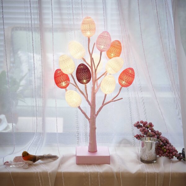 Prelit Macaroon Pink Tree with Multicolor Eggs 18IN 12L