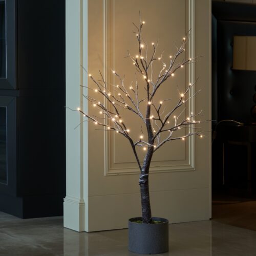 Prelit Potted Snowy Tree 4FT 72L