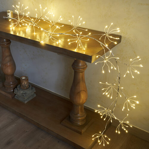 Lighted Silvery Starburst Garland 6FT 180L